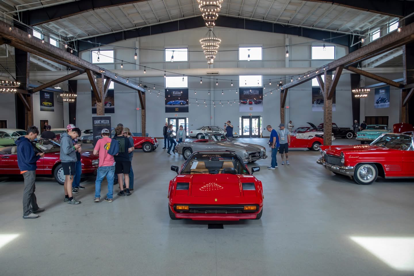 The Auburn Classic Cars event hall filled with collector cars