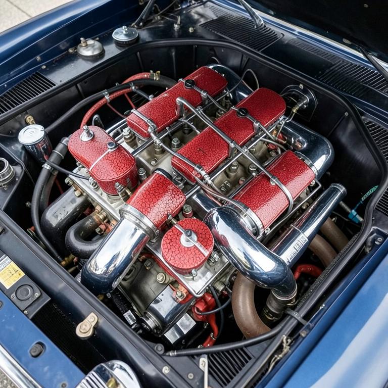 Engine detail of a classic car at Auburn Classic Cars